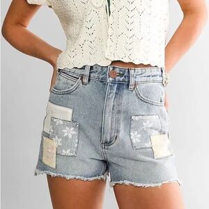 Wrangler Blue Patchwork Jean Shorts Size 25
